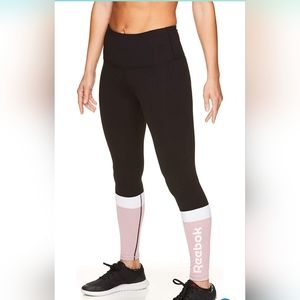 Reebok Women's 7/8 Workout Leggings High Rise Waist Performance Compression Sz:L